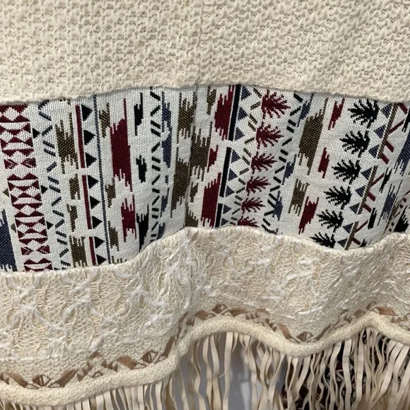 Miss Me Fringe off-White Sweater Vest Jacket Cardigan - Picture 7 of 8